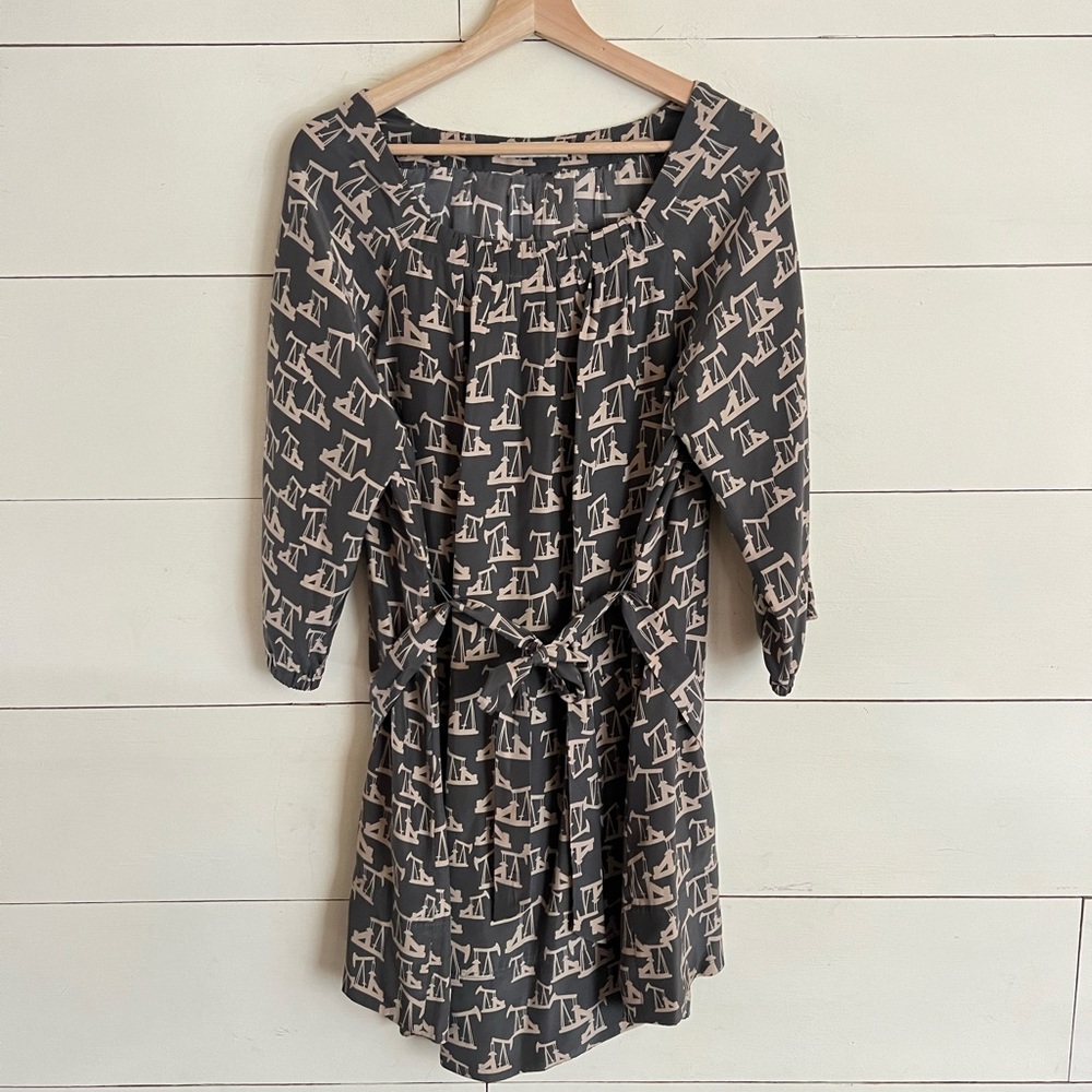 Nili Lotan Vintage Oil Drill Rig Silk Dress